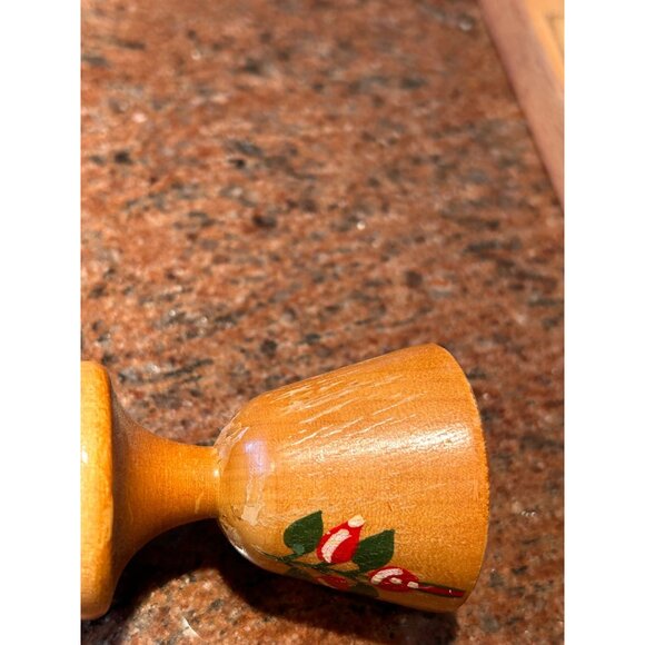 “Czantoria” Set of 6 Wood Egg Cups & Wood Tray |Handcrafted | Poland | Folk Art - Picture 5 of 8